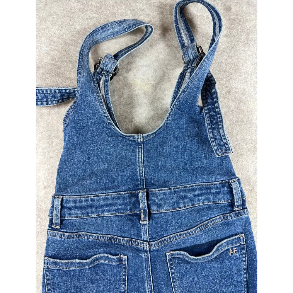 American Eagle Stretch Flare Overalls Raw Hem Adjustable Straps Size 2 Regular - Picture 9 of 14